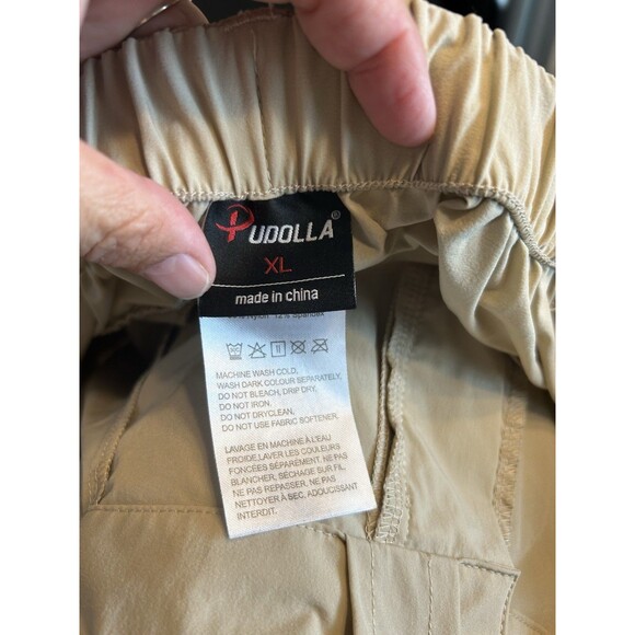 Pudolla Athletic Men’s Shorts XL Tan Beige Khaki Quick Dry Lightweight Cargo - Picture 2 of 7